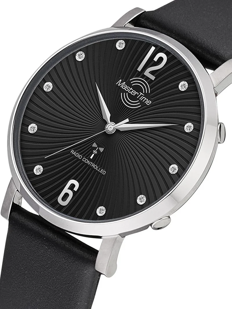 Master Time Advanced MTLA-10801-25L Damen Armbanduhr Schwarz • Funkuhr DCF77 • Mineralglas