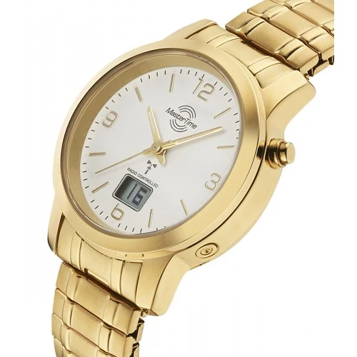 Master Time Basic MTLA-10313-12M Damenuhr Gold • Funkuhrwerk • Datumsanzeige
