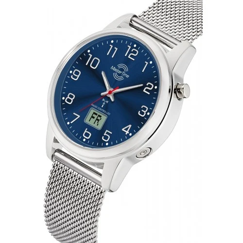 Master Time Lady Line MTLA-101002-32M Damenuhr Blau • Funk-Automatikumstellung • Milanaise-Edelstahlband