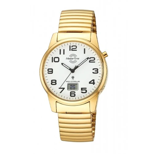 Master Time Super Power MTGA-10946-12Z Herren Armbanduhr Goldfarben • Funkuhrwerk • Leuchtzeiger & Leuchtziffern