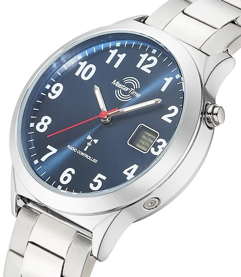 Master Time Super Power MTGA-10905-32M Herren Armbanduhr Blau • Funkuhr DCF77 • Analog-Digital