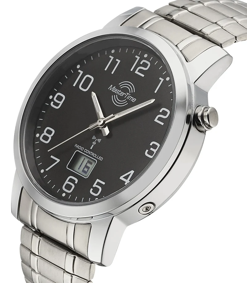 Master Time Basic MTGA-10308-22M Herren Armbanduhr Silber • Funkuhrwerk DCF77 • Mineralglas