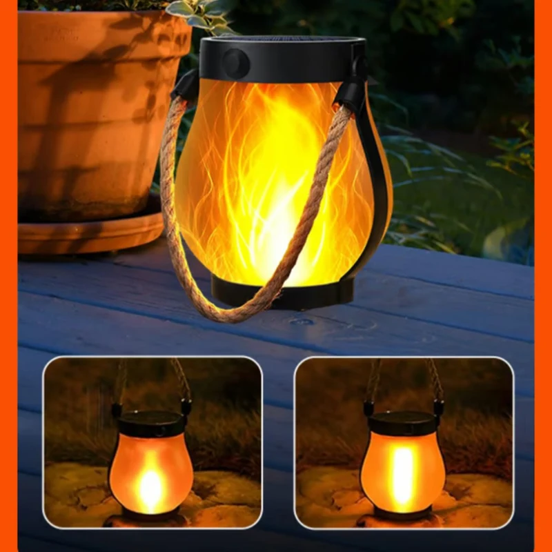 Solar Tuinlantaarn LED met Vlameffect Sfeerverlichting Waterbestendig Tuinlamp voor Terras Balkon & Tuin | Sansoti