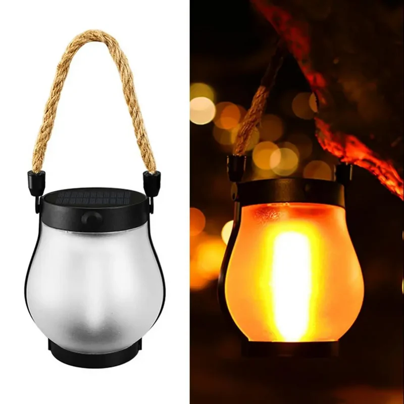 Solar Tuinlantaarn LED met Vlameffect Sfeerverlichting Waterbestendig Tuinlamp voor Terras Balkon & Tuin | Sansoti