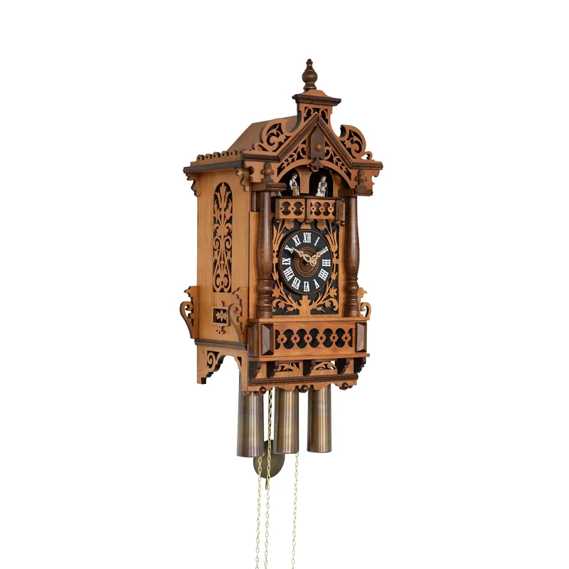 Rombach & Haas TRADITION 4501 Wanduhr Holz (dunkel) • Mechanisches 8-Tage-Werk • Musik-Kuckucksuhr mit Rechenschlagwerk