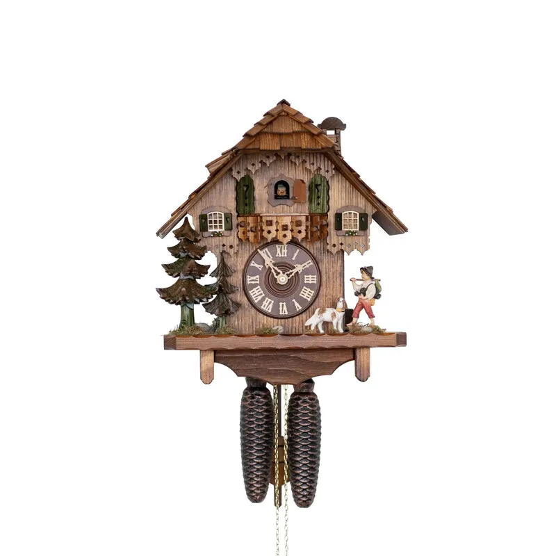Rombach & Haas Tradition 3465 Wanduhr Holz (dunkel) • Mechanisches 8-Tage-Werk • Handgeschnitzte Schwarzwälder Kuckucksuhr