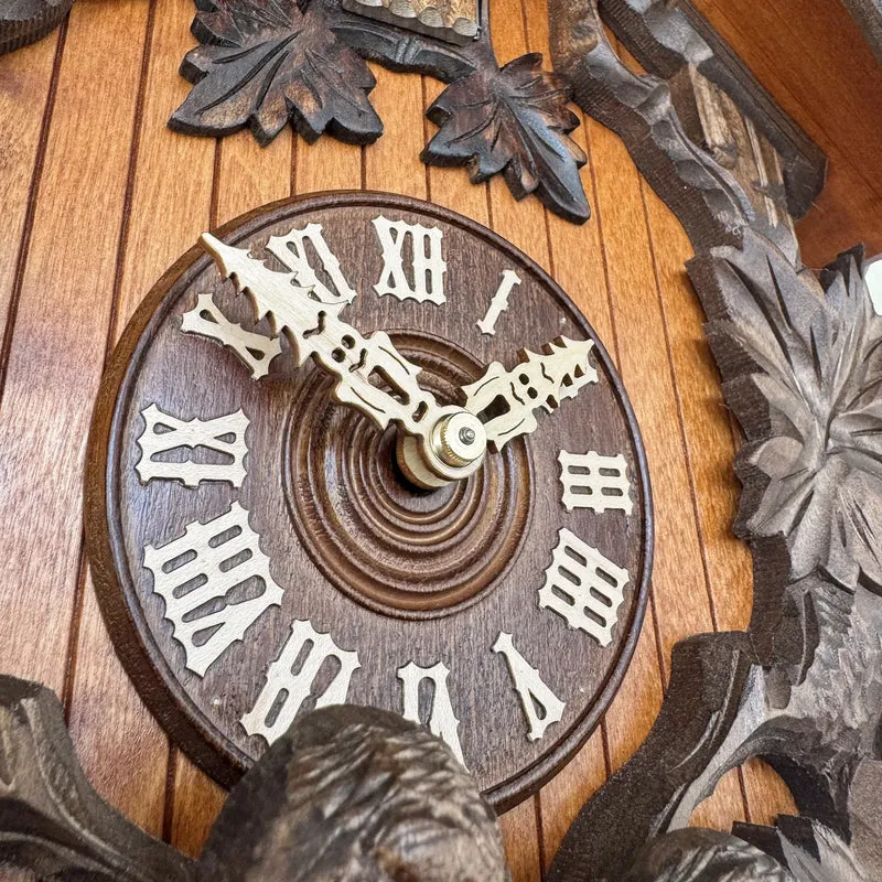 Rombach & Haas TRADITION 3460-N Wanduhr Holz (dunkel) • Mechanisches 8-Tage-Werk • Handgeschnitzte Eulenuhr