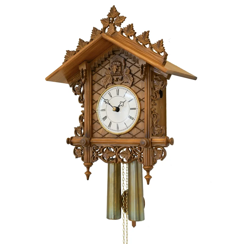 Rombach & Haas TRADITION 3407 Wanduhr Gold/Holz • Mechanisches 8-Tage-Werk • Original Schwarzwälder Kuckucksuhr