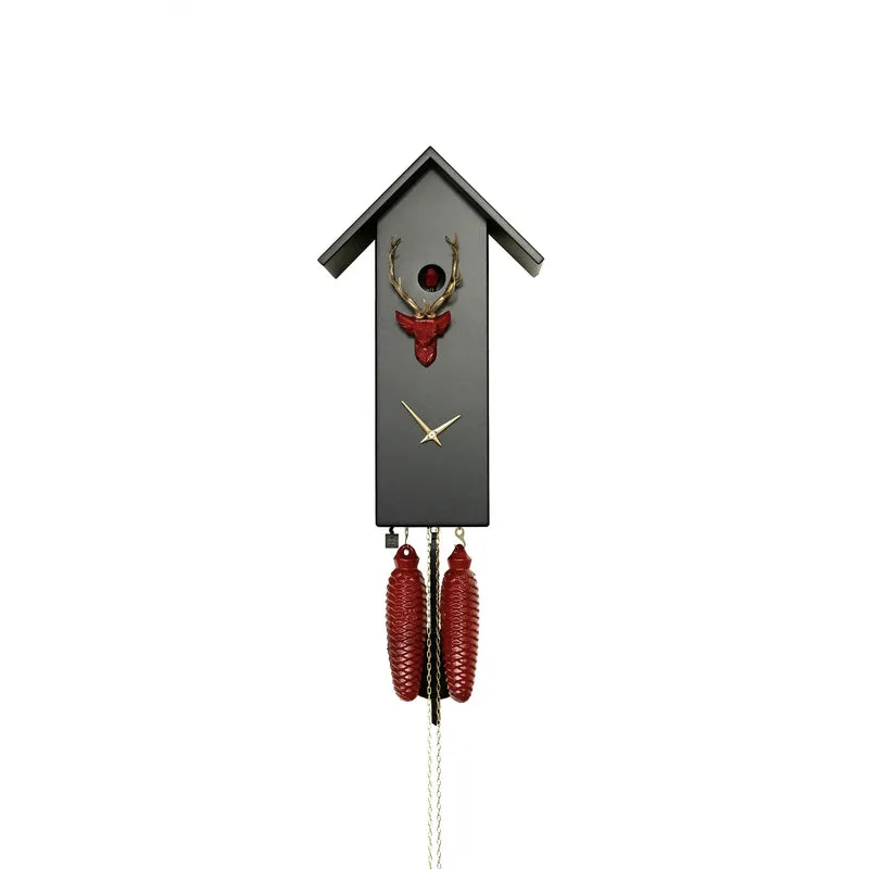 Rombach & Haas Classic SL35 H-2/3 Wanduhr Schwarz/Rot/Gold • Mechanisches 8-Tage-Werk • Original Schwarzwälder Kuckucksuhr