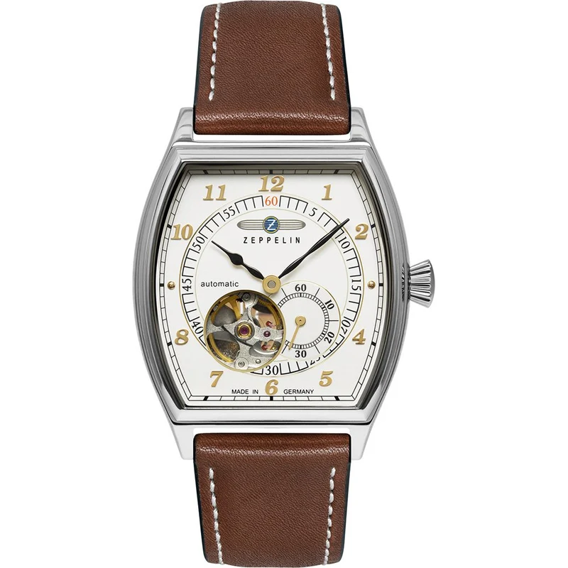 Zeppelin Metropolis 8362-1 Herren Armbanduhr • Open Heart Automatik • Tonneau-Gehäuse