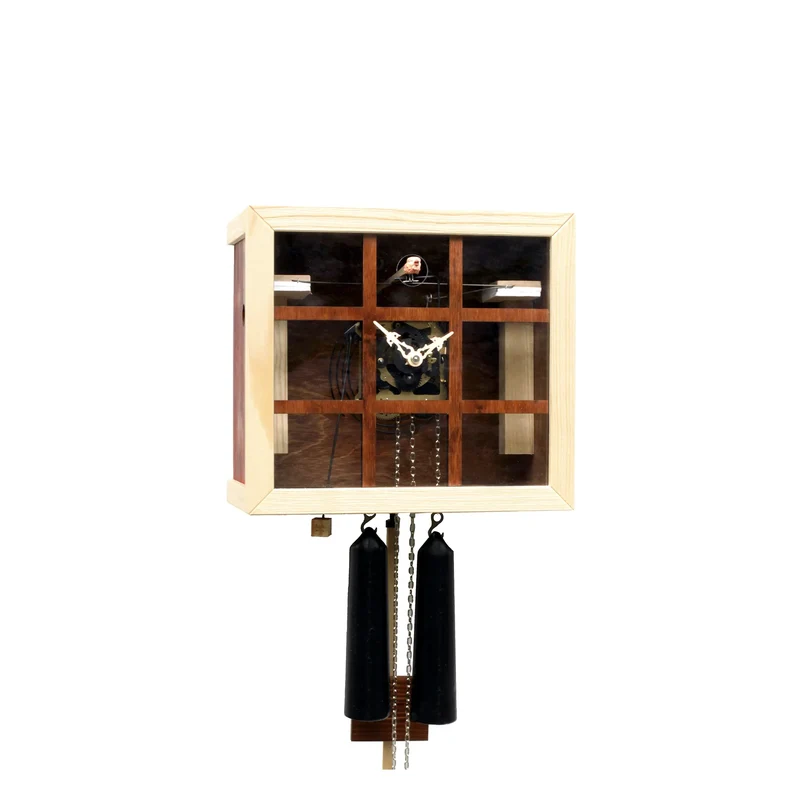 Rombach & Haas EINBLICK FV35-10 Wanduhr Holz dunkel • Mechanisches 8-Tage-Laufwerk • Sicht ins Werk