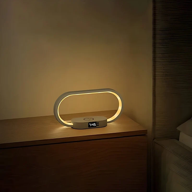 Tageslichtlampe mit integriertem Wecker Holzoptik