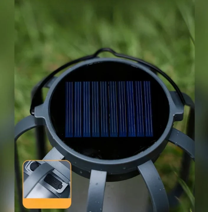 Solar Lantaarn Vlammeffect Buiten 12 cm Diameter 13 cm Hoog USB-C Oplaadbaar 1500mAh Lichtsensor Henneptouw | Sansoti