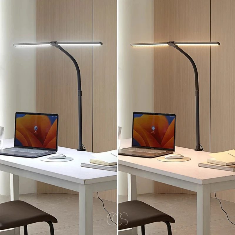 Bureaulamp Dimbaar LED 3 Lichtkleuren Zwanenhals Klem Oogvriendelijk Thuiskantoor Modern | Sansoti