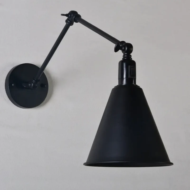Industriële Wandlamp met Verstelbare Arm en Kegelvormige Kap voor Woonkamer en Eetkamer Scandinavisch | Sansoti