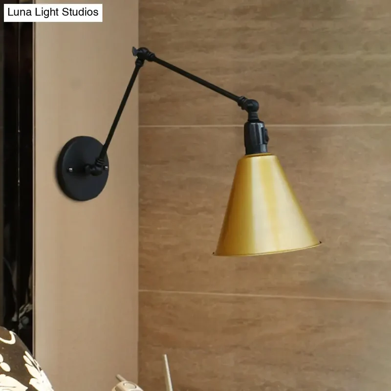 Industriële Wandlamp met Verstelbare Arm en Kegelvormige Kap voor Woonkamer en Eetkamer Scandinavisch | Sansoti