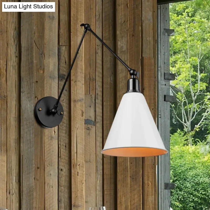 Industriële Wandlamp met Verstelbare Arm en Kegelvormige Kap voor Woonkamer en Eetkamer Scandinavisch | Sansoti