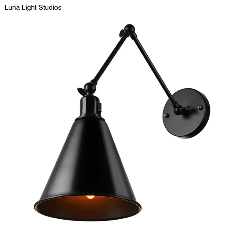 Industriële Wandlamp met Verstelbare Arm en Kegelvormige Kap voor Woonkamer en Eetkamer Scandinavisch | Sansoti