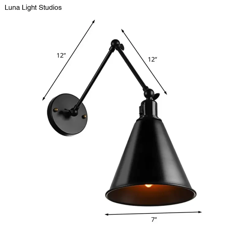 Industriële Wandlamp met Verstelbare Arm en Kegelvormige Kap voor Woonkamer en Eetkamer Scandinavisch | Sansoti