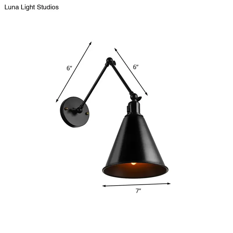Industriële Wandlamp met Verstelbare Arm en Kegelvormige Kap voor Woonkamer en Eetkamer Scandinavisch | Sansoti