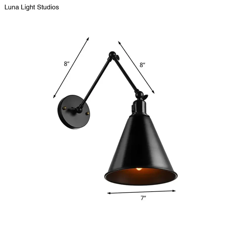 Industriële Wandlamp met Verstelbare Arm en Kegelvormige Kap voor Woonkamer en Eetkamer Scandinavisch | Sansoti