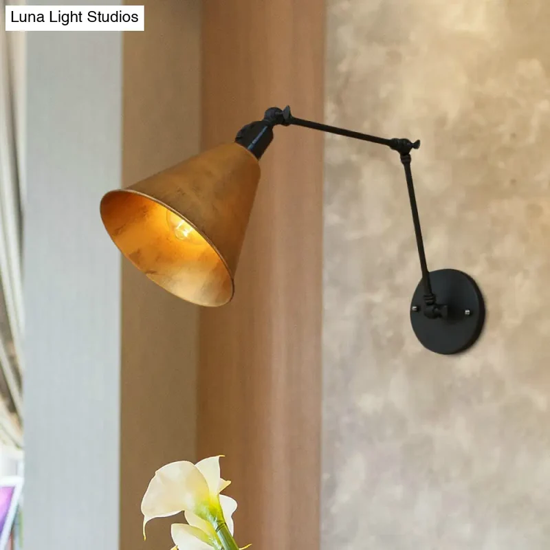 Industriële Wandlamp met Verstelbare Arm en Kegelvormige Kap voor Woonkamer en Eetkamer Scandinavisch | Sansoti