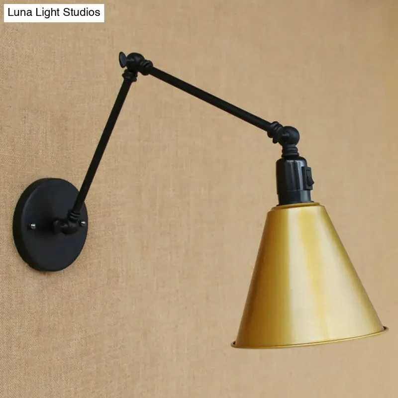 Industriële Wandlamp met Verstelbare Arm en Kegelvormige Kap voor Woonkamer en Eetkamer Scandinavisch | Sansoti