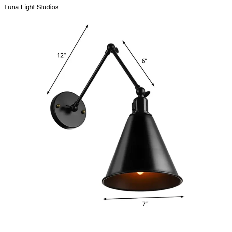 Industriële Wandlamp met Verstelbare Arm en Kegelvormige Kap voor Woonkamer en Eetkamer Scandinavisch | Sansoti