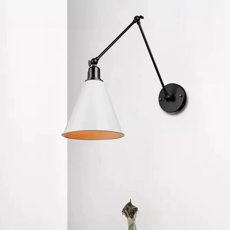 Industriële Wandlamp met Verstelbare Arm en Kegelvormige Kap voor Woonkamer en Eetkamer Scandinavisch | Sansoti