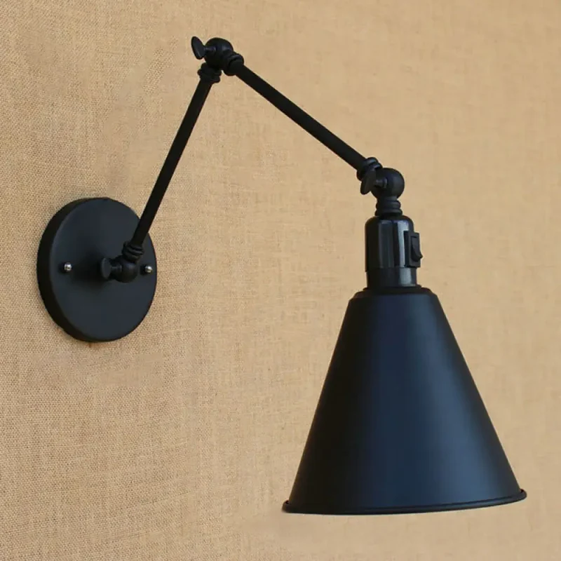 Industriële Wandlamp met Verstelbare Arm en Kegelvormige Kap voor Woonkamer en Eetkamer Scandinavisch | Sansoti