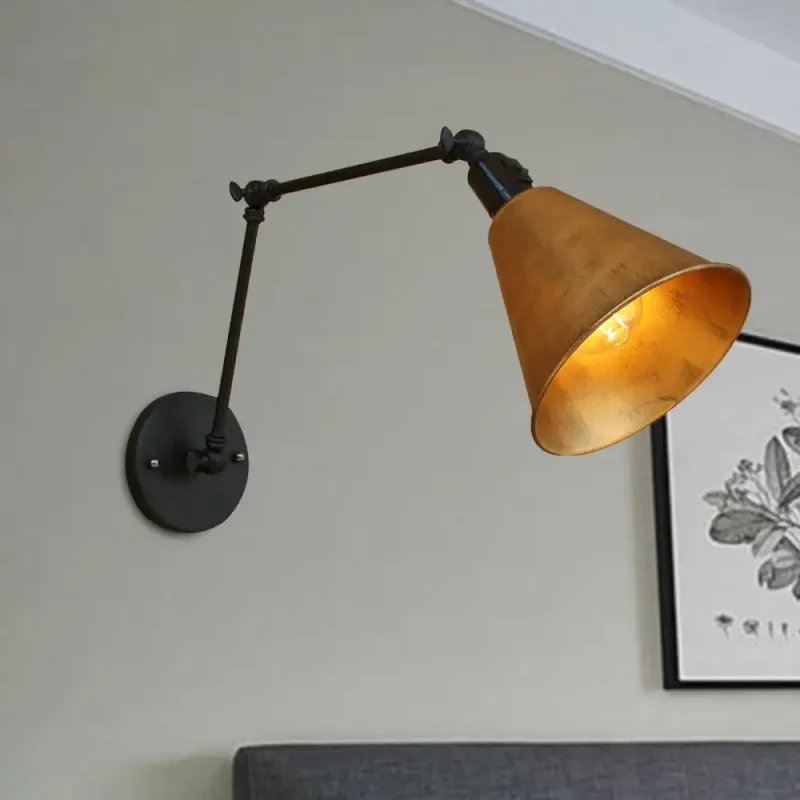 Industriële Wandlamp met Verstelbare Arm en Kegelvormige Kap voor Woonkamer en Eetkamer Scandinavisch | Sansoti