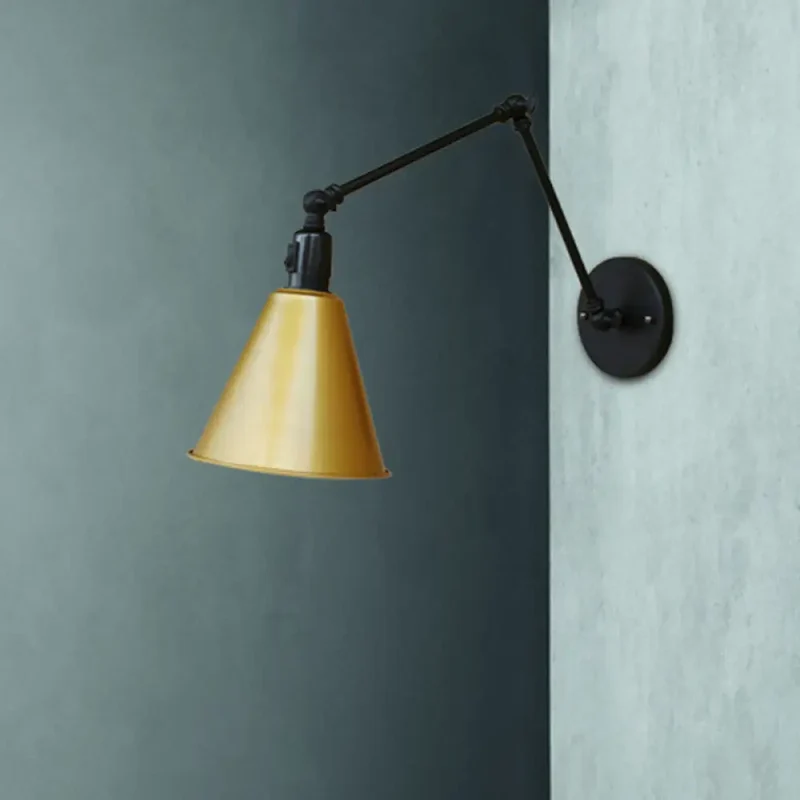 Industriële Wandlamp met Verstelbare Arm en Kegelvormige Kap voor Woonkamer en Eetkamer Scandinavisch | Sansoti