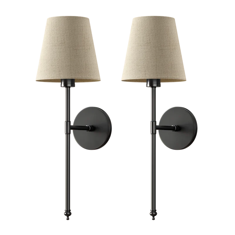 Wandlamp Goud Linnen Kap Set 2 Draadloos Afstandsbediening Dimbaar RGB Slaapkamer Woonkamer | Sansoti