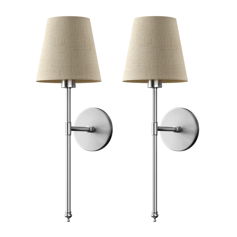 Wandlamp Goud Linnen Kap Set 2 Draadloos Afstandsbediening Dimbaar RGB Slaapkamer Woonkamer | Sansoti