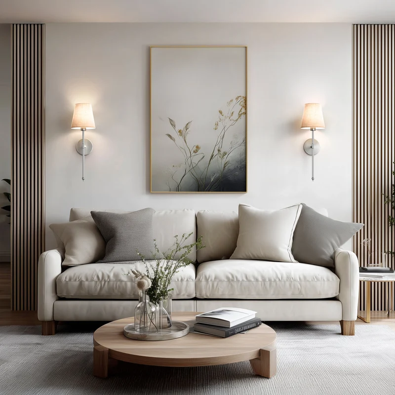 Wandlamp Goud Linnen Kap Set 2 Draadloos Afstandsbediening Dimbaar RGB Slaapkamer Woonkamer | Sansoti