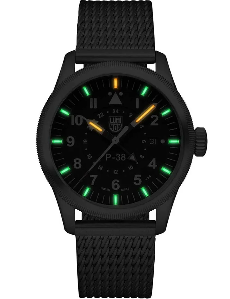 Luminox P-38 Lightning XA.9522 Herren Armbanduhr Schwarz • Saphirglas • GMT-Funktion