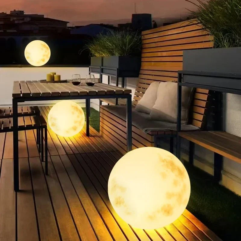 Buitenlamp Bol LED Maanlamp USB Oplaadbaar Weerbestendig 20 30 40 50 cm Warm Wit Tuin Terras Balkon Sfeerverlichting Decoratie | Sansoti