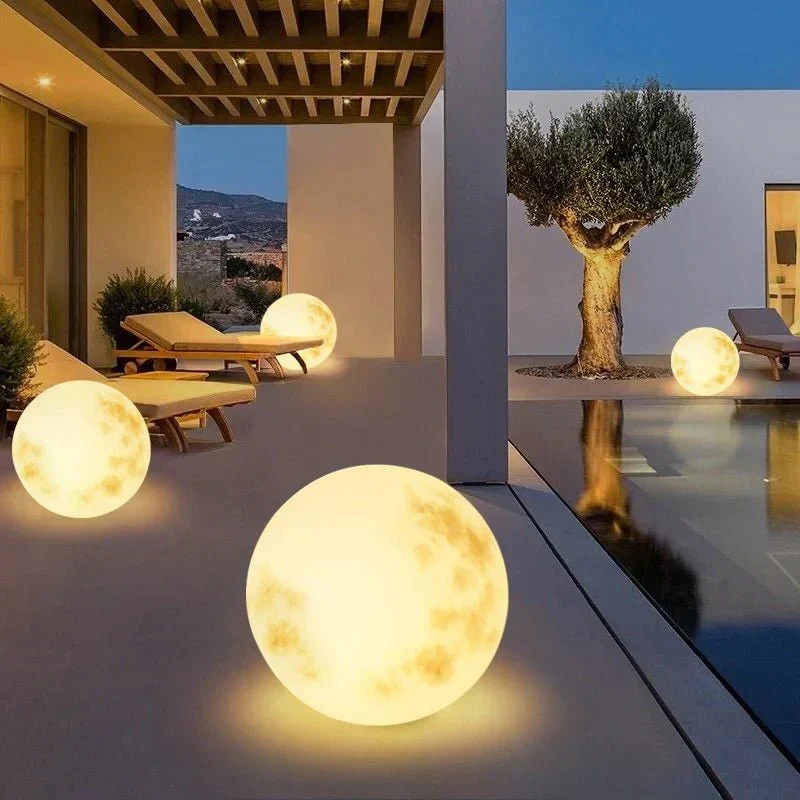 Buitenlamp Bol LED Maanlamp USB Oplaadbaar Weerbestendig 20 30 40 50 cm Warm Wit Tuin Terras Balkon Sfeerverlichting Decoratie | Sansoti