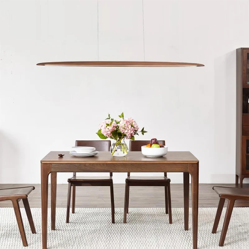 LED hanglamp hout lineair warm wit eettafel woonkamer kantoor minimalistisch Japandi design dimbaar keuken eiland verlichting | Sansoti