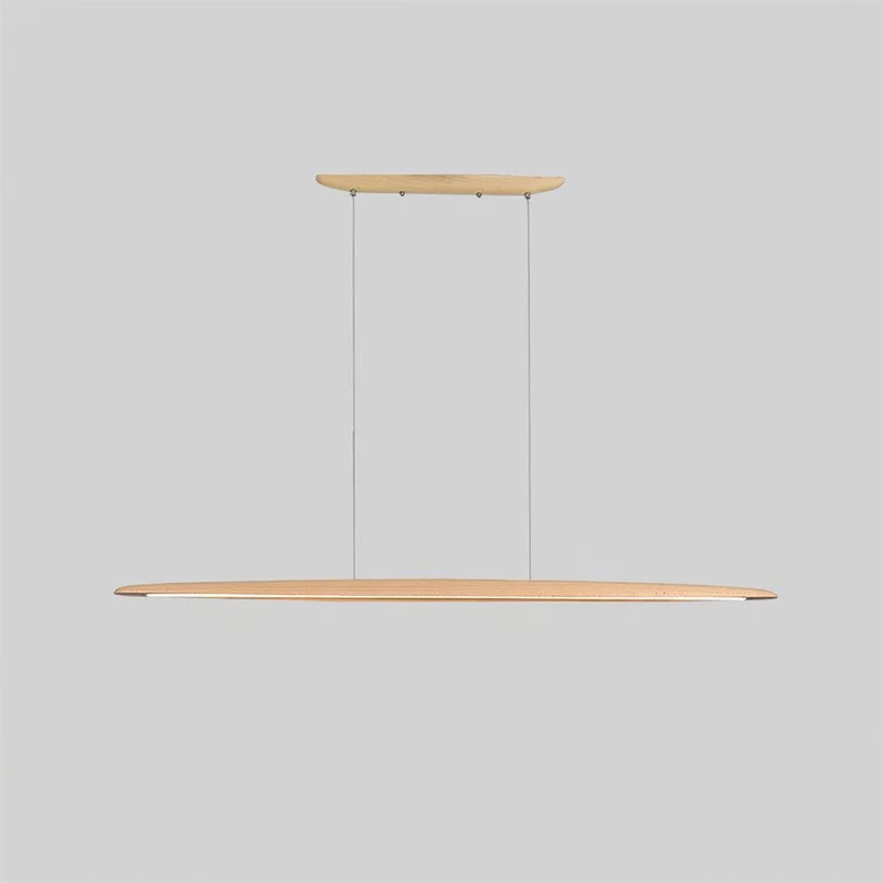 LED hanglamp hout lineair warm wit eettafel woonkamer kantoor minimalistisch Japandi design dimbaar keuken eiland verlichting | Sansoti