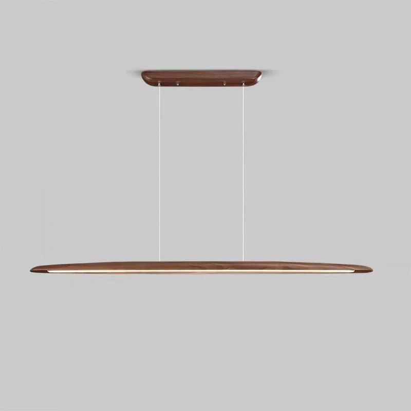 LED hanglamp hout lineair warm wit eettafel woonkamer kantoor minimalistisch Japandi design dimbaar keuken eiland verlichting | Sansoti