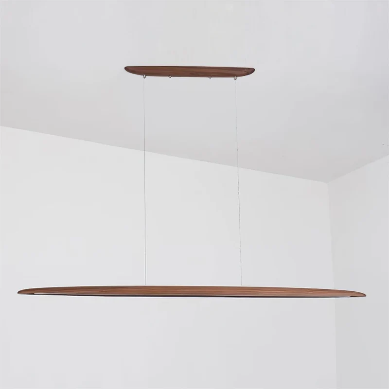 LED hanglamp hout lineair warm wit eettafel woonkamer kantoor minimalistisch Japandi design dimbaar keuken eiland verlichting | Sansoti