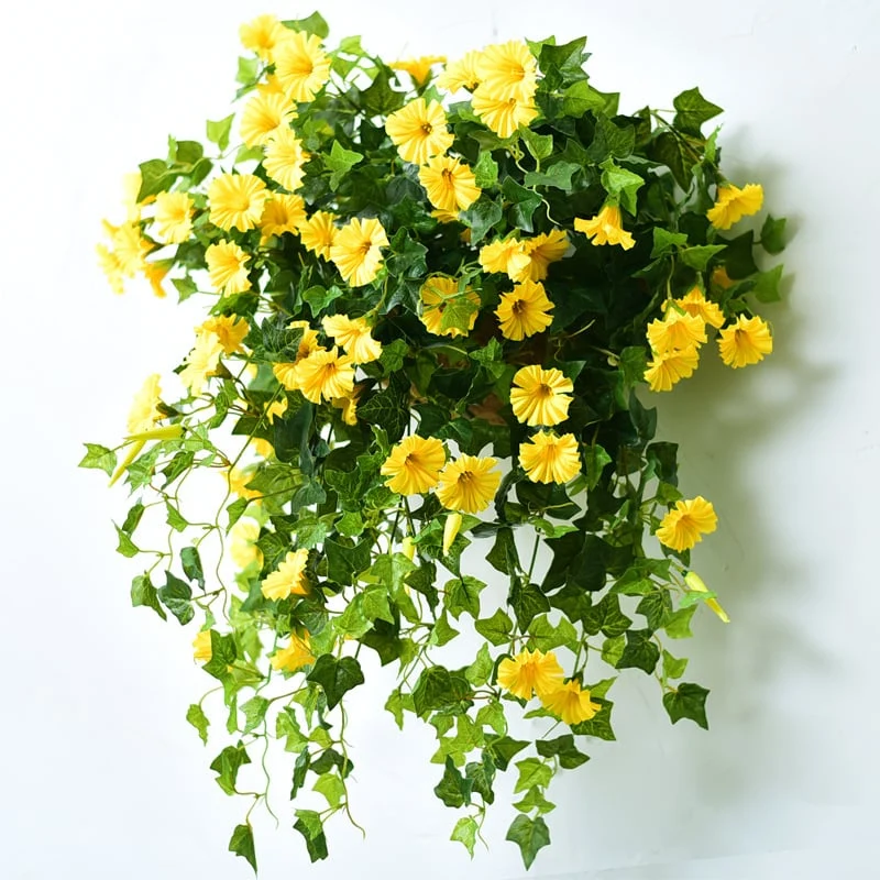 Kunstplant Klimplant 90cm met 44 Bloemen UV-bestendig voor Balkon Tuin Woonkamer Decoratie Kunstbloem Hangplant | Sansoti
