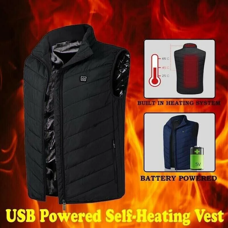 Verwarmbaar Bodywarmer Vest met Vier Warmtezones USB Verwarming Unisex Outdoor Winterkleding Thermisch | Sansoti