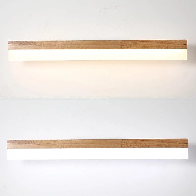 Houten LED Wandlamp met Acryl Kap Badkamerspiegel Verlichting Scandinavisch Design 40cm 60cm 80cm | Sansoti