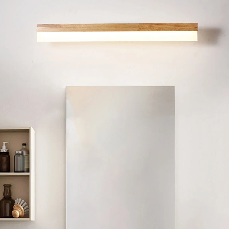 Houten LED Wandlamp met Acryl Kap Badkamerspiegel Verlichting Scandinavisch Design 40cm 60cm 80cm | Sansoti