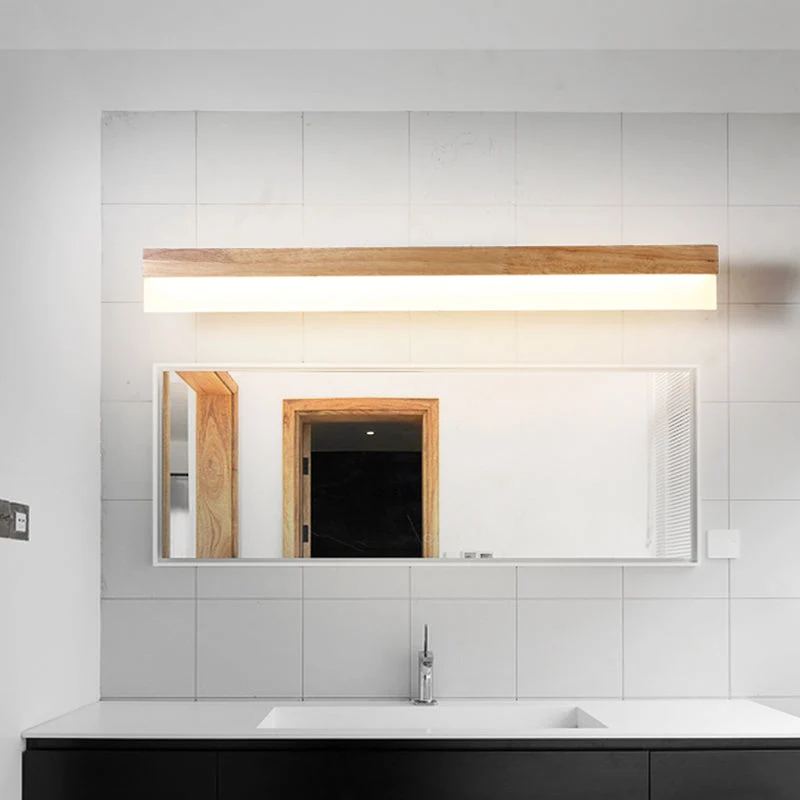 Houten LED Wandlamp met Acryl Kap Badkamerspiegel Verlichting Scandinavisch Design 40cm 60cm 80cm | Sansoti