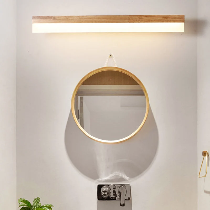 Houten LED Wandlamp met Acryl Kap Badkamerspiegel Verlichting Scandinavisch Design 40cm 60cm 80cm | Sansoti