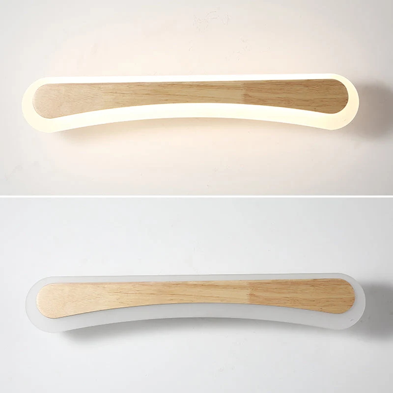 Houten LED Wandlamp met Acryl Kap Badkamerspiegel Verlichting Scandinavisch Design 40cm 60cm 80cm | Sansoti