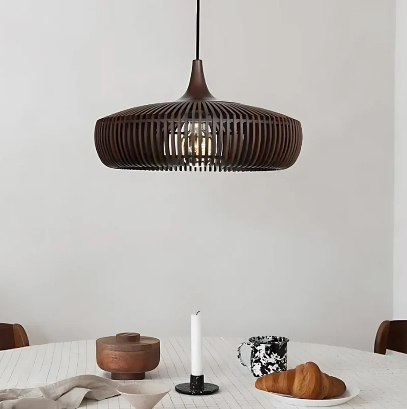 Houten Hanglamp Plafond 43cm Japandi Verlichting Warm Licht Eetkamer Slaapkamer Woonkamer | Sansoti